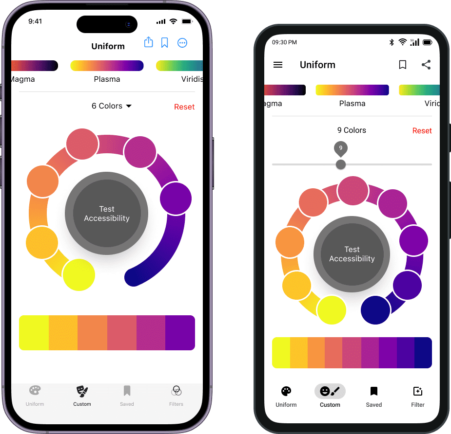 iOS and Android - Uniform Color Palette Screen