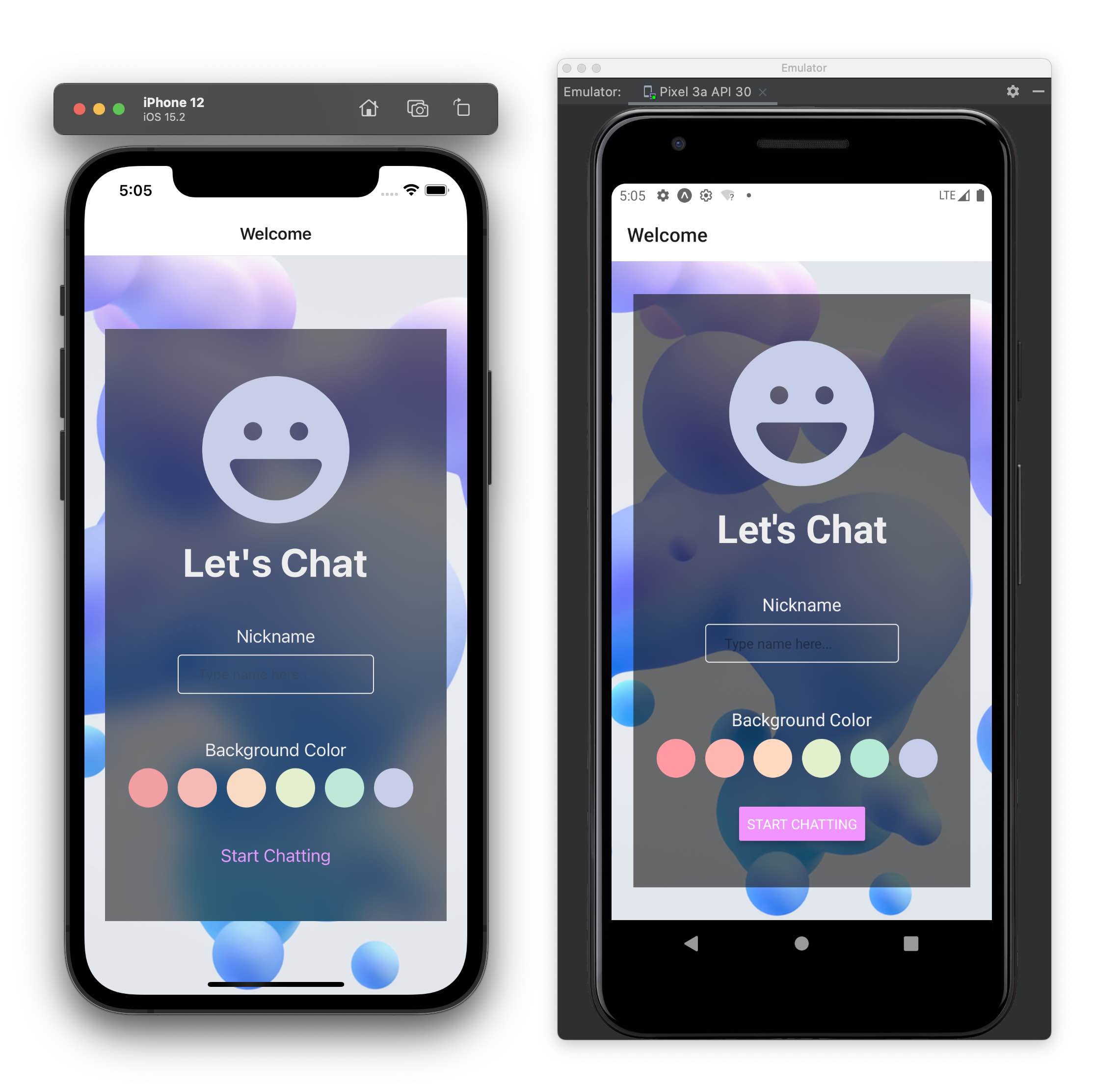 Let's chat, welcome screen