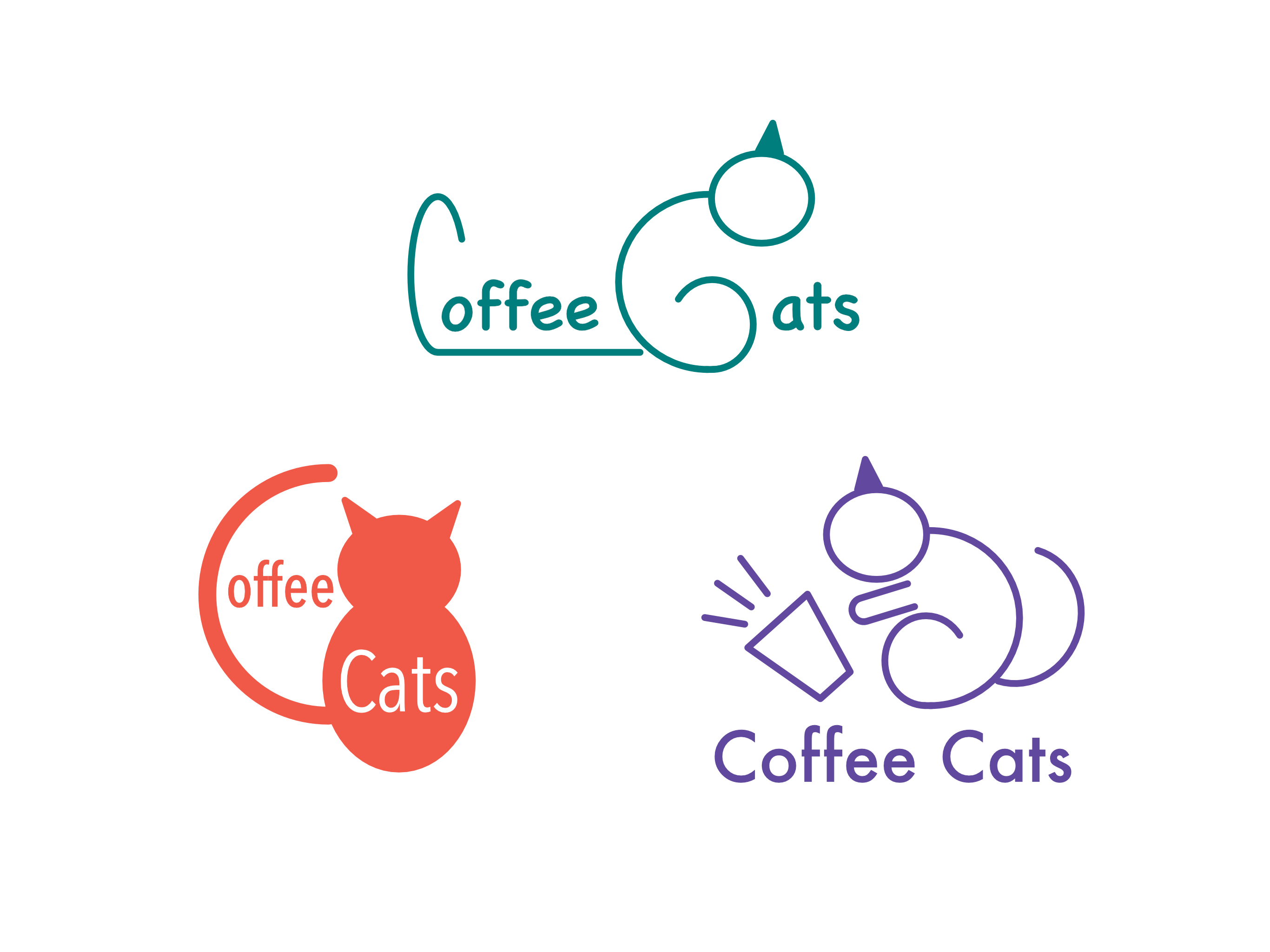 three different logos for Coffee Cats