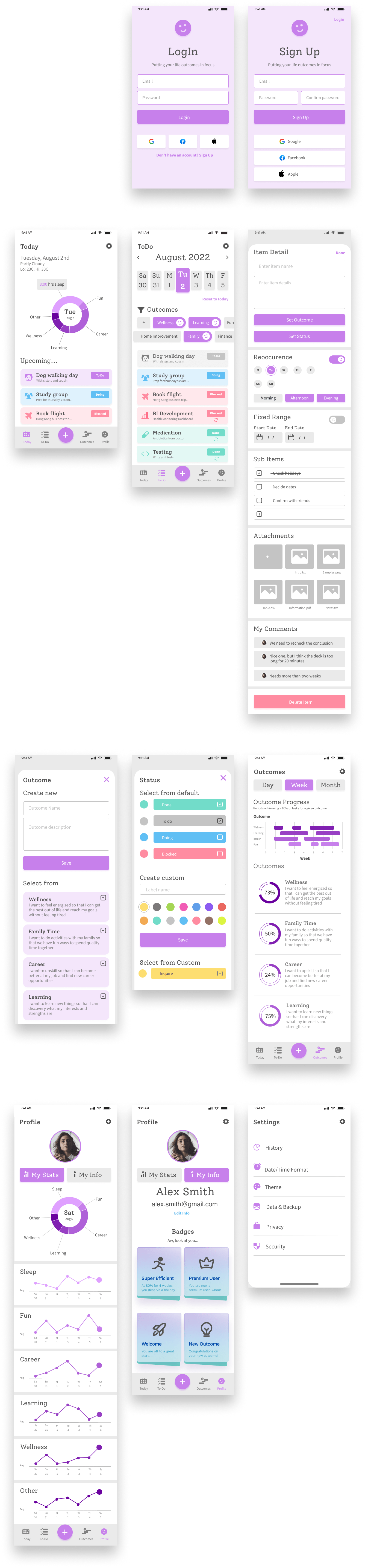 UI MVP for Productivity App in Figma